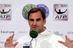 GERRY WEBER OPEN-Rekordchampion Roger Federer stand vor seiner Erstrunden-Partie bei der 26. Turnierauflage gegen den Slowenen Aljaz Bedene den Journalisten in einer Pressekonferenz Rede und Antwort. © GERRY WEBER OPEN/HalleWestfalen