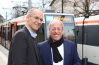 Oberbürgermeister   Pit   Clausen   (rechts)   und   moBiel	-
Geschäftsführer Martin Uekmann haben heute gem	einsam 
einen    Vorschlag    für    ein    zukünftiges    Schülerticket 
vorgestellt. Foto: Bielefeld - Stadtwerke moBiel