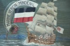 Fragment der Fahne des Marine-Vereins Minden, Vorderseite. Stickerei auf Seide, 1910. Foto: LWL/Bekemeier