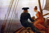 Menschen von hinten sind ein Stilmittel der Romantik - damit man sich mit ihnen identifizieren kann (Bild: Caspar David Friedrich „Auf dem Segler“ The Yorck Projekt / Zenodot Verlagsgesellschaft [Ralf Szymanski u.a.])